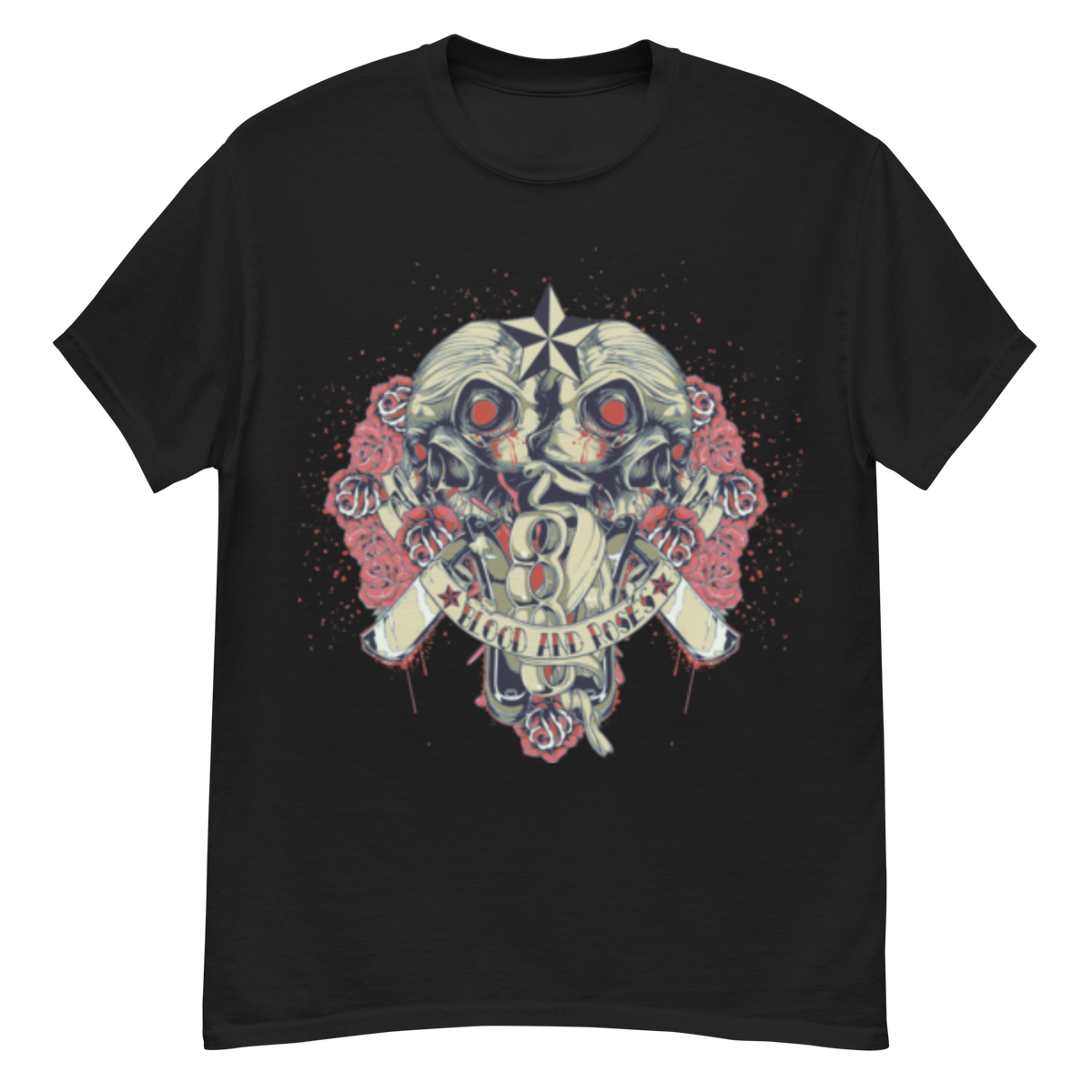Hood & Poses graphic t-shirt in black