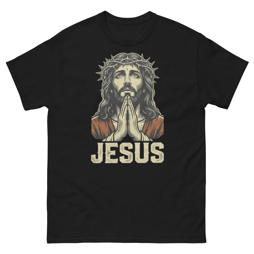 Jesus Praying Christian streetwear graphic t-shirt in black