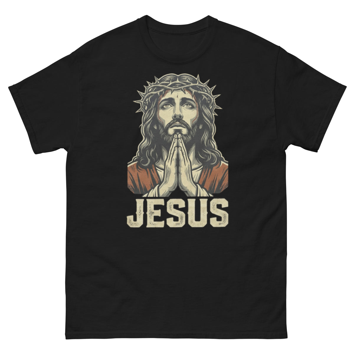 Jesus Praying Christian streetwear graphic t-shirt in black