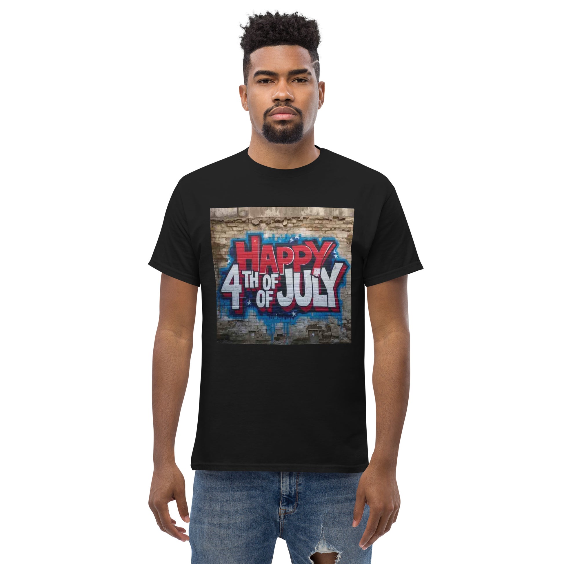 Happy 4th July with stone background T-shirt / 7 Stage Streetwear