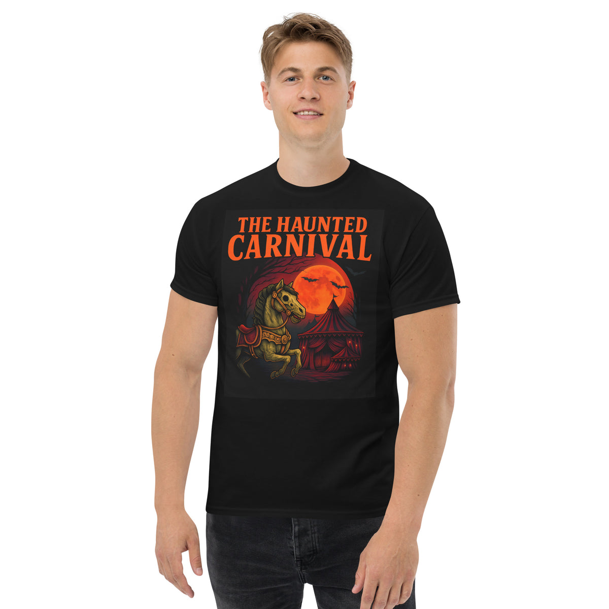 Haunted Carnival horror graphic tee by 7 Stage Streetwear, front view