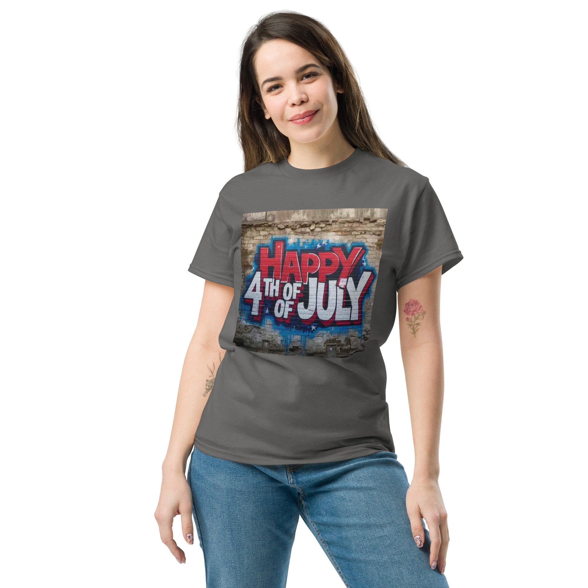 Happy 4th July with stone background T-shirt / 7 Stage Streetwear