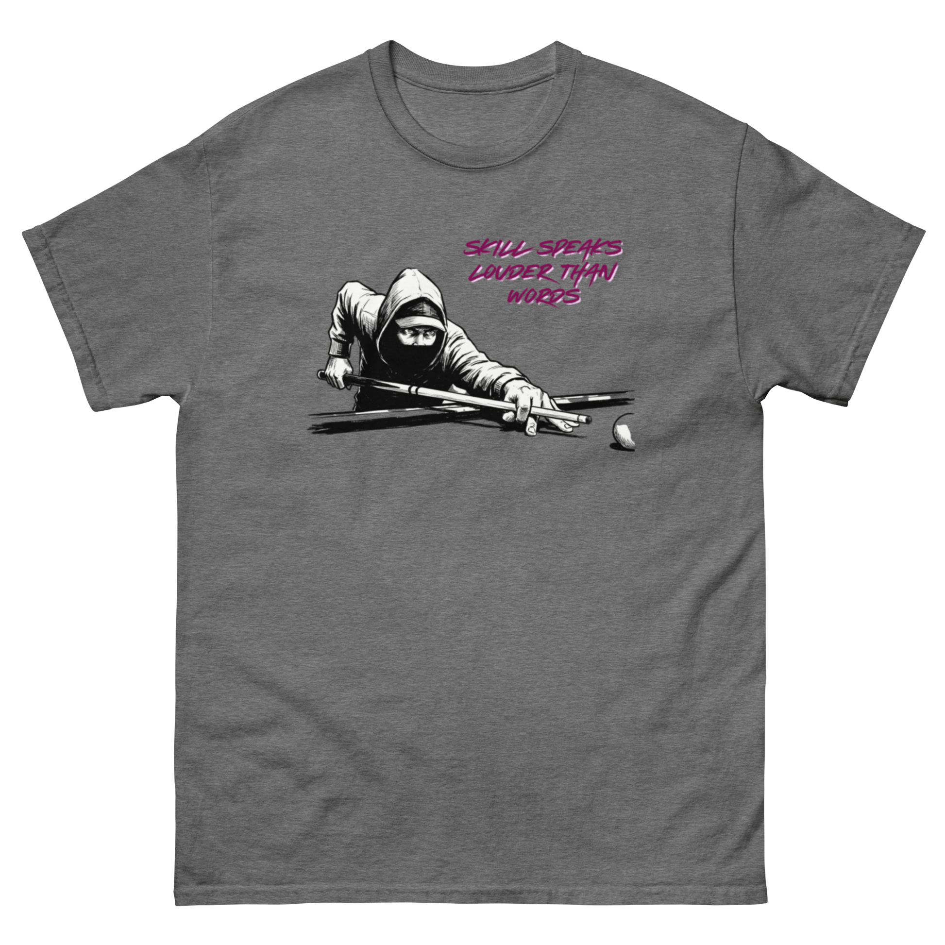 Skill Speaks Louder billiards graphic tee