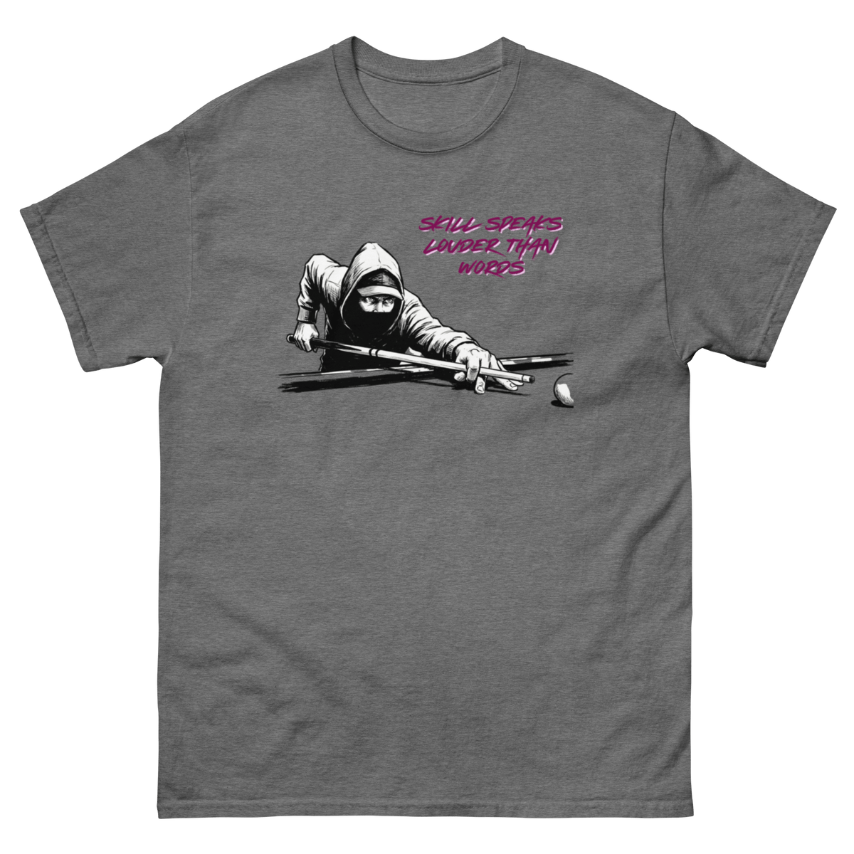 Skill Speaks Louder Tee graphic tee in heather — front view