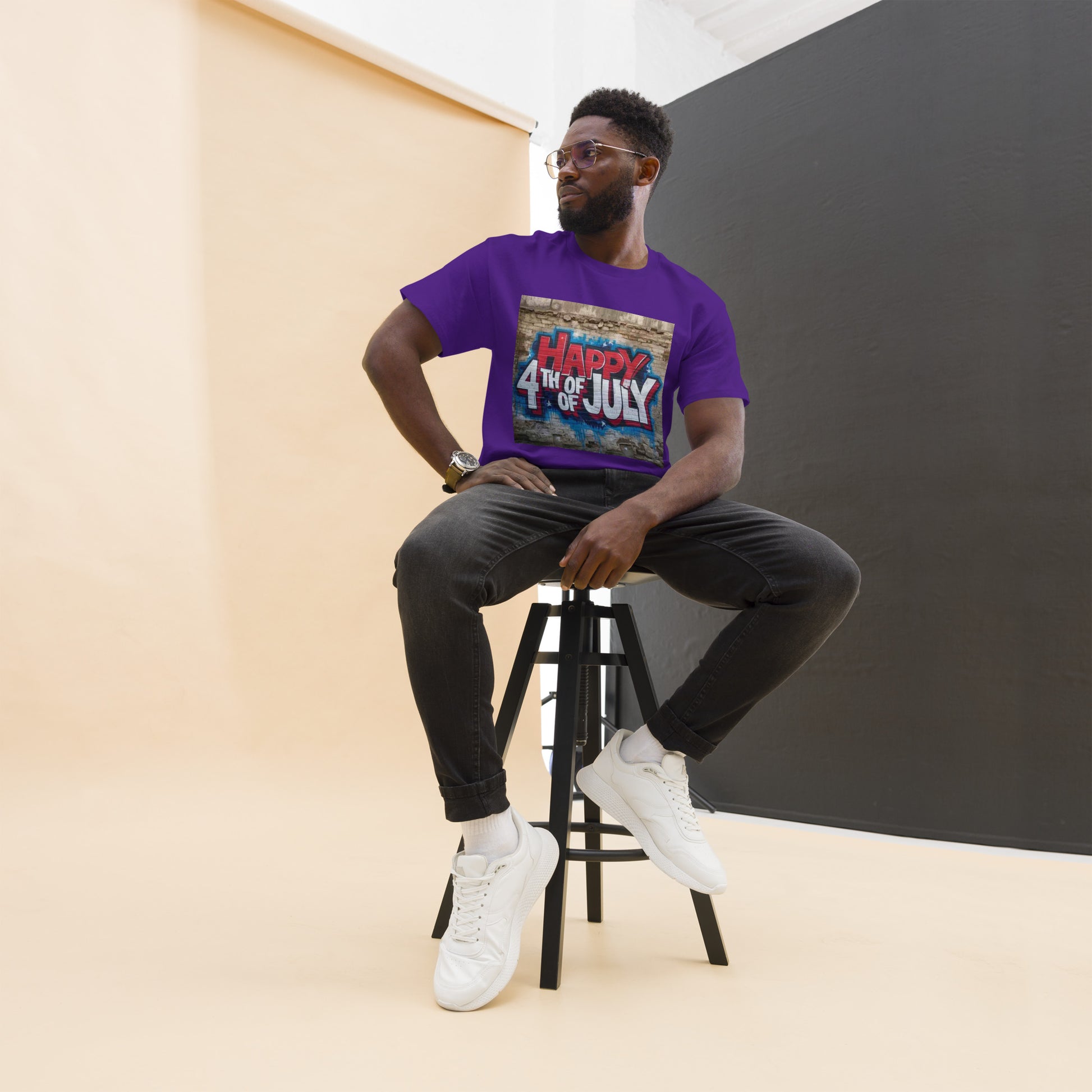 Happy 4th July with stone background T-shirt / 7 Stage Streetwear