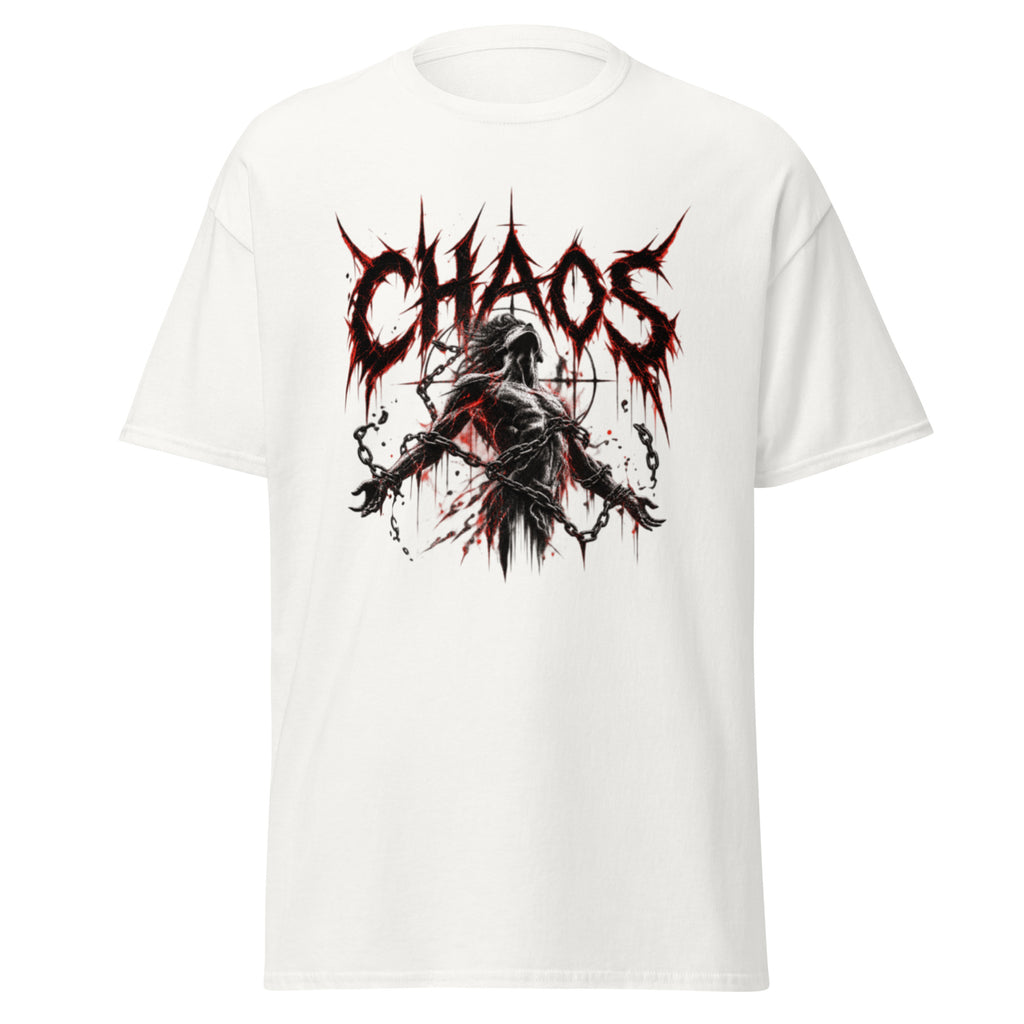 White Shirt Man in Chaos Graphic tee