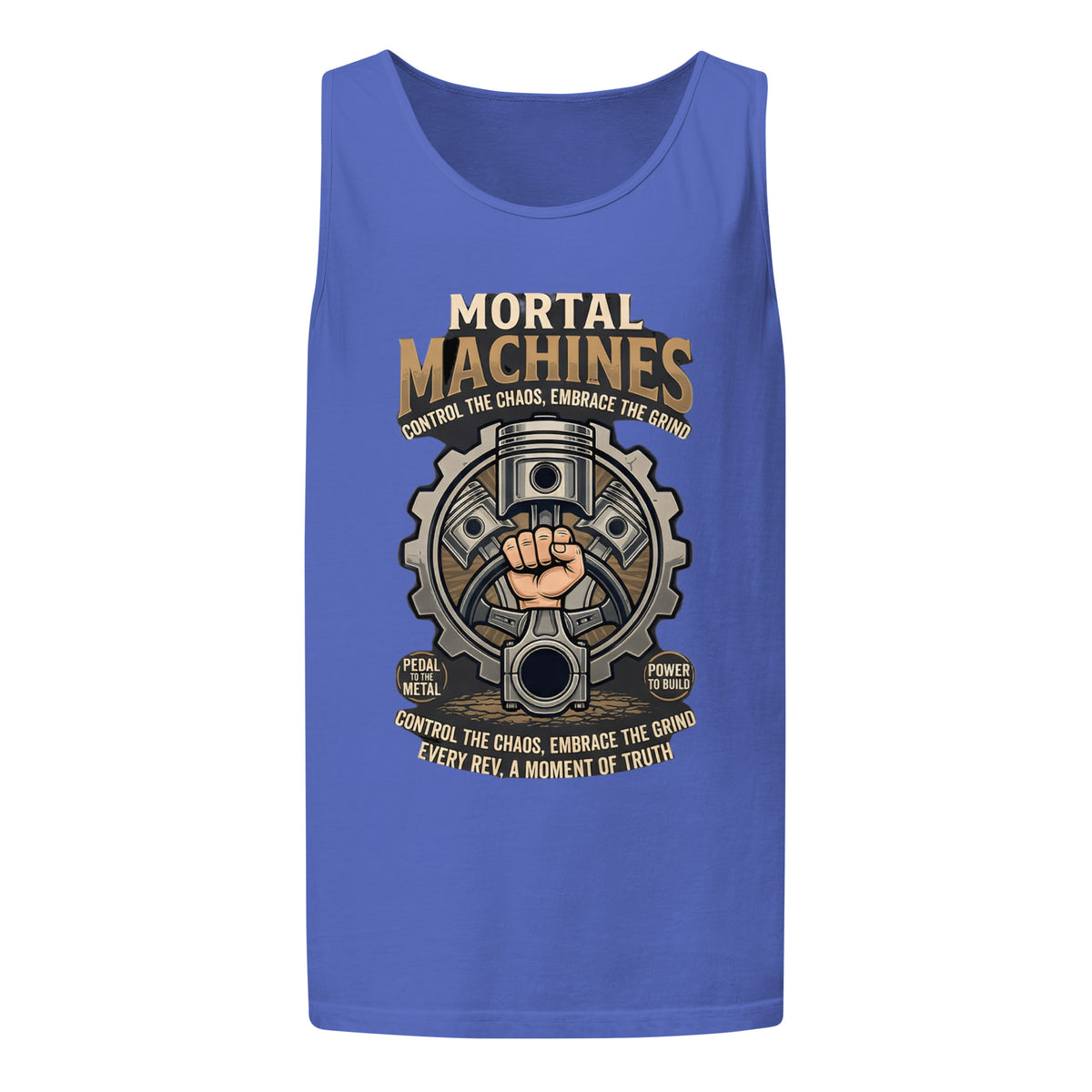 Embrace The Grind motivational tank top in blue
