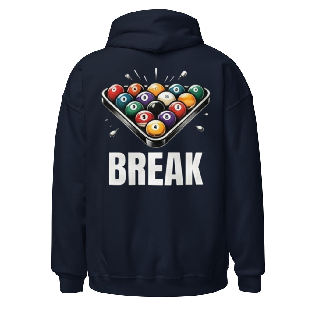 Break The Rack billiards hoodie in navy