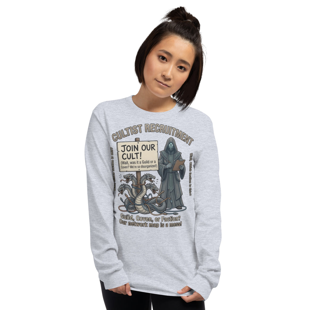 Cultist Recruitment Long Sleeve Shirt long sleeve tee — front view
