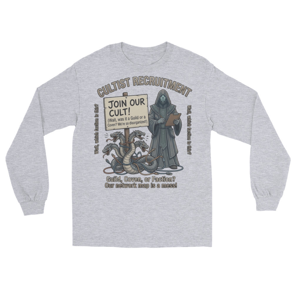 Cultist Recruitment Long Sleeve Shirt long sleeve tee — front view