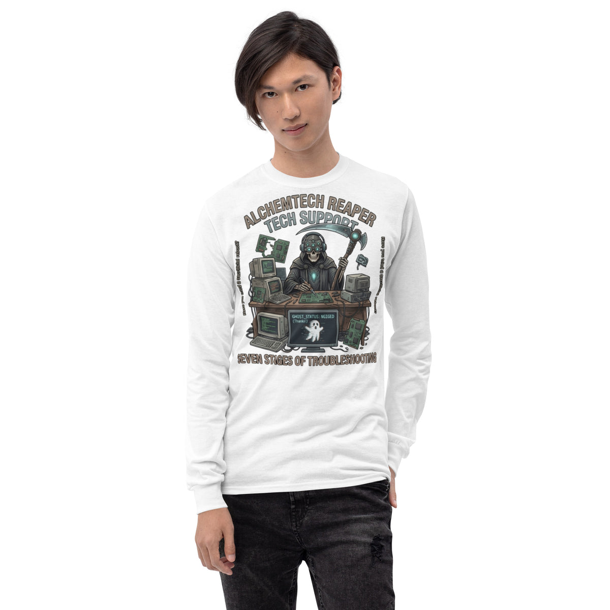 Reaper Tech Support Long Sleeve Shirt long sleeve tee in white — front view