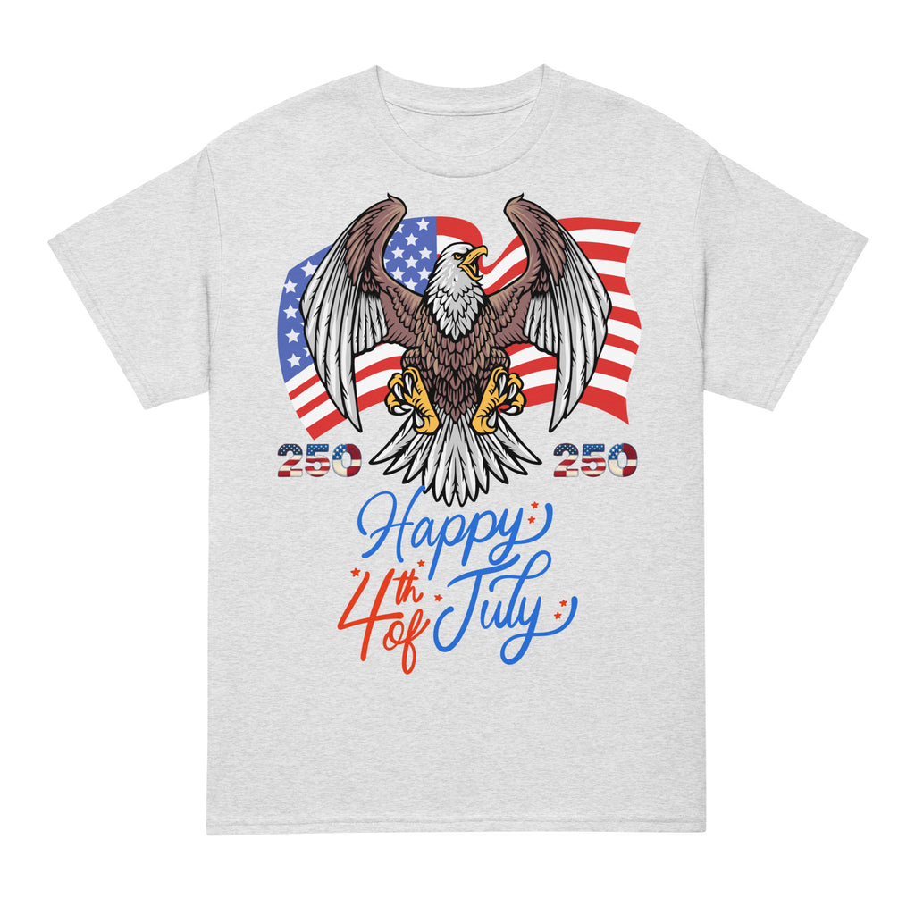 Eagle 4th of July patriotic t-shirt in ash, front view
