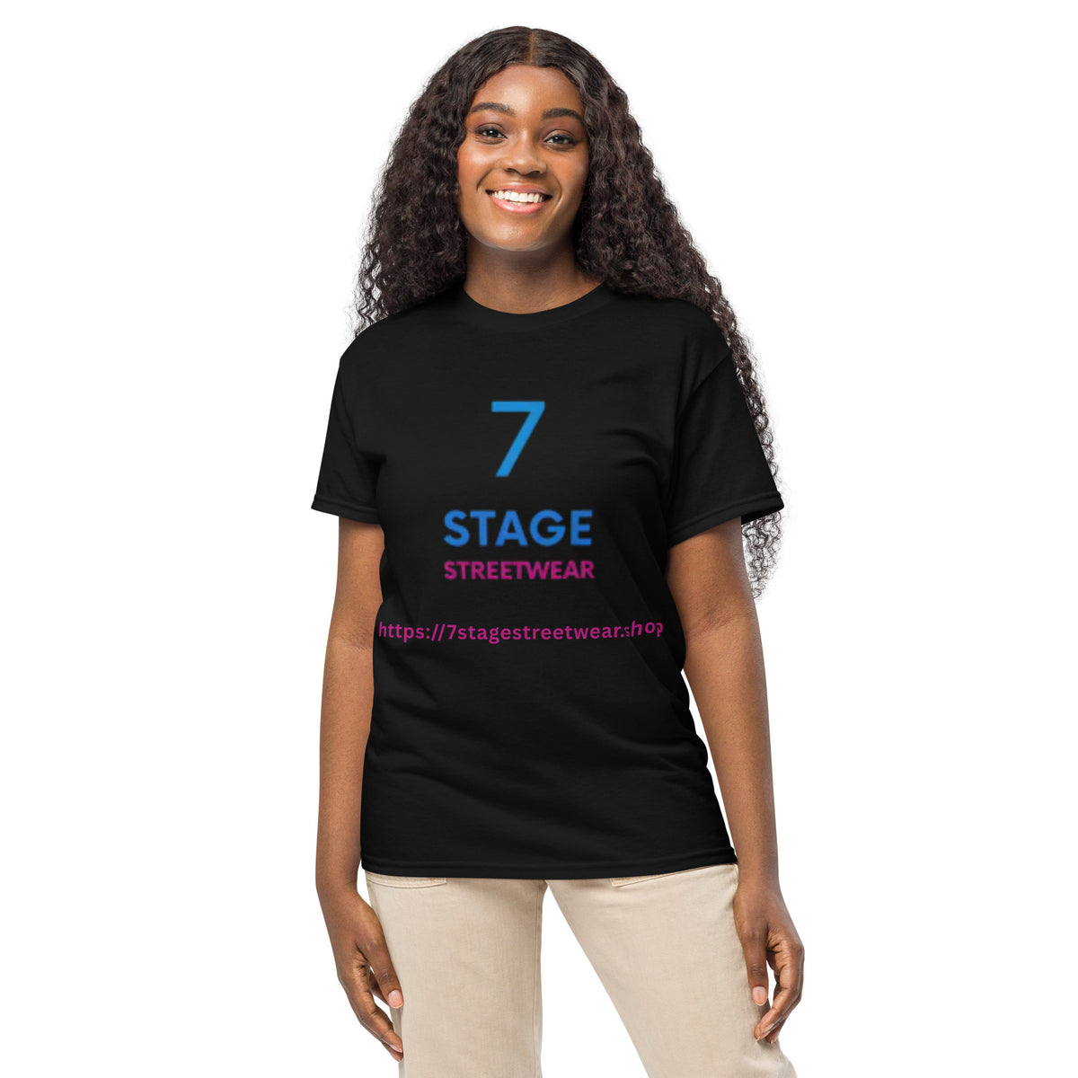 7 Stage Streetwear Logo Tee graphic tee in black — front view