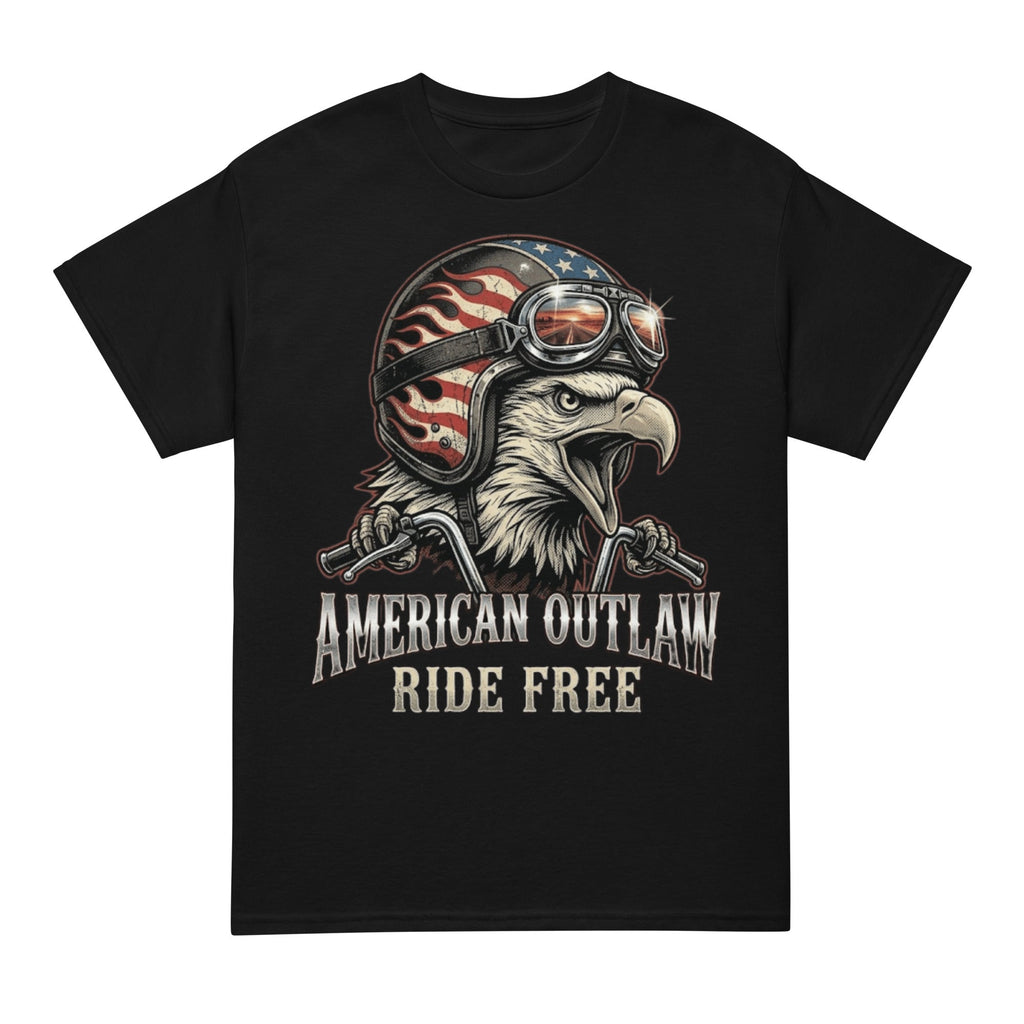 American Outlaw T-Shirt graphic tee in black — front view