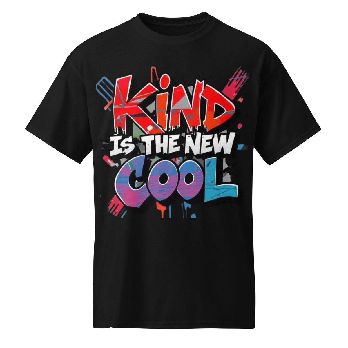 Kind is The New Cool Graphic Tee in black — front view