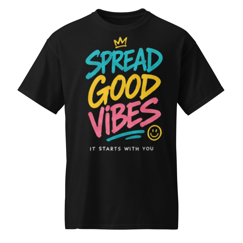 Good Vibes positive message graphic t-shirt in black