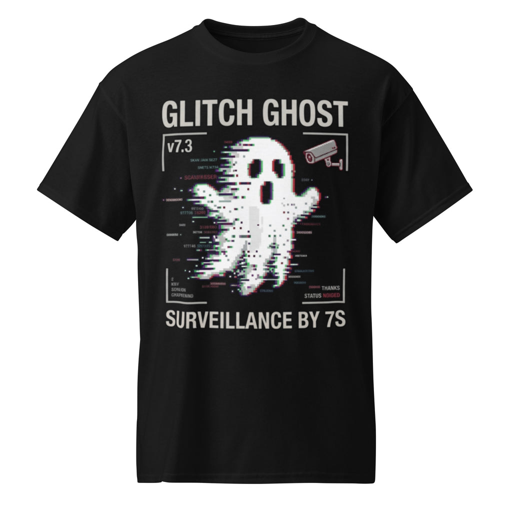 Glitch Ghost Graphic Tee in black — front view