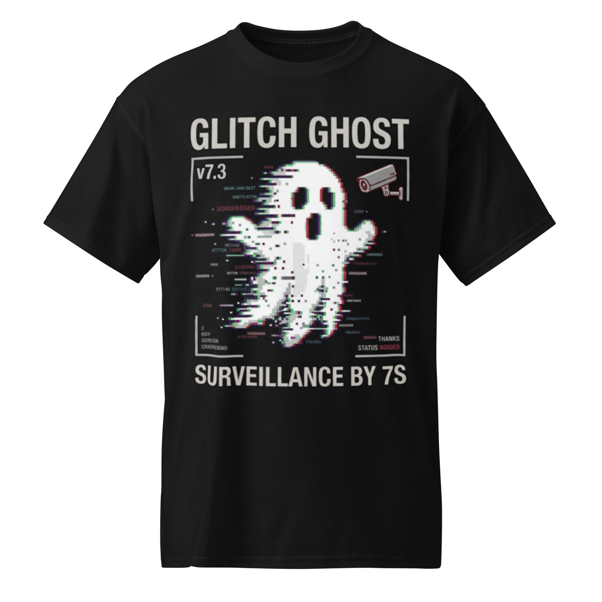 Glitch Ghost Graphic Tee in black — front view
