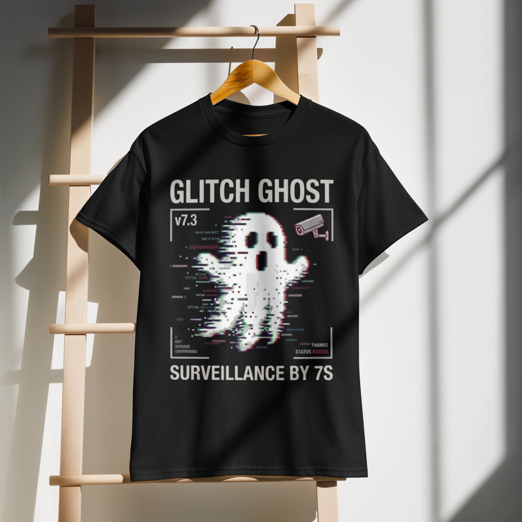 Glitch Ghost Graphic Tee in black — front view