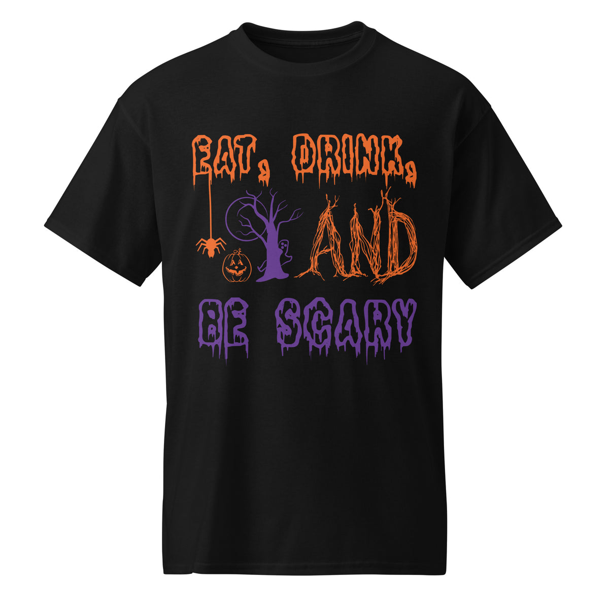 Eat, Drink, And Be Scary Graphic Tee in black — front view