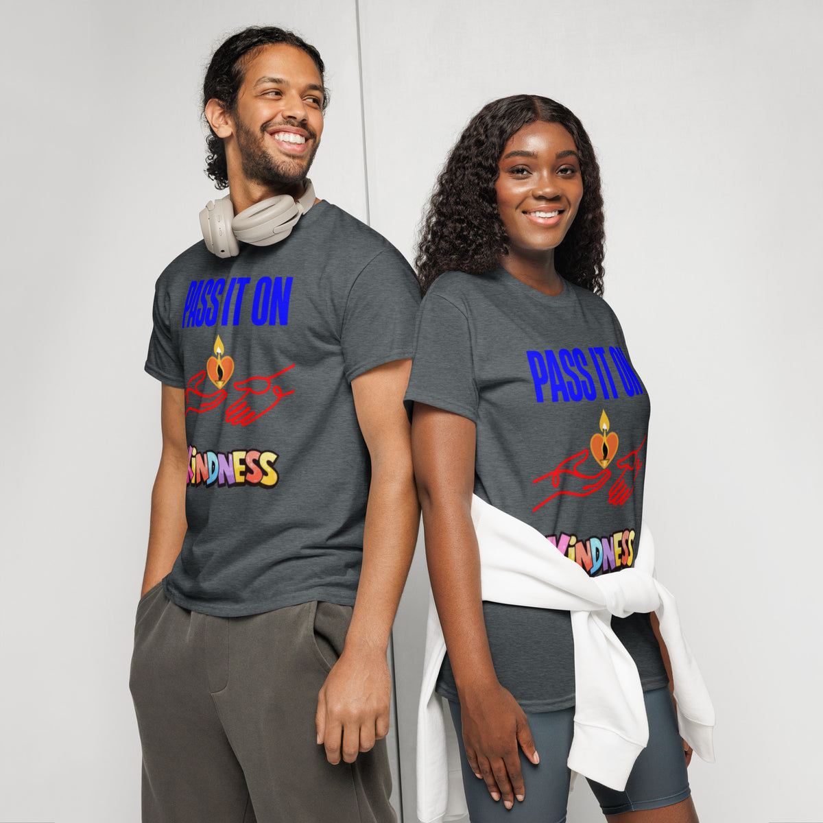Pass It On Graphic Tee in heather — front view