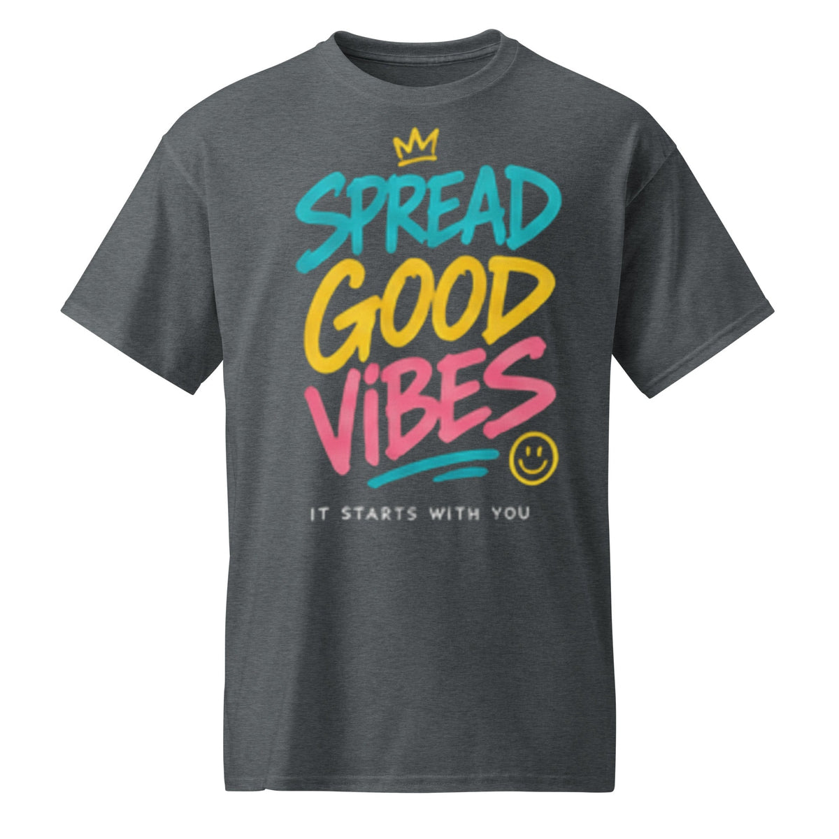 Good Vibes Graphic Tee in heather — front view