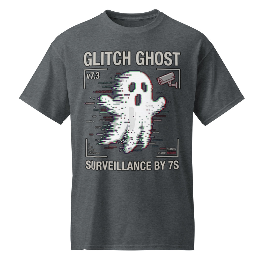 Glitch Ghost Graphic Tee in heather — front view