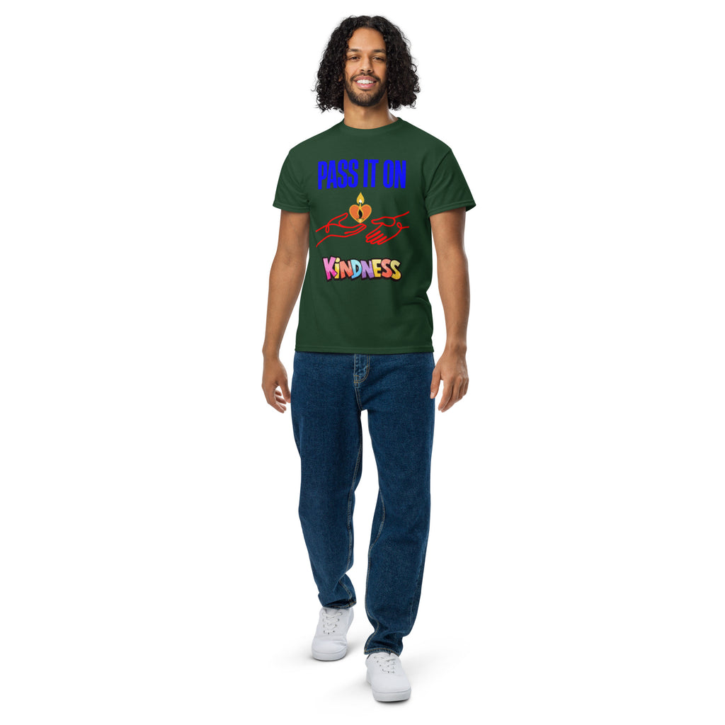 Pass It On positive message graphic t-shirt in forest green