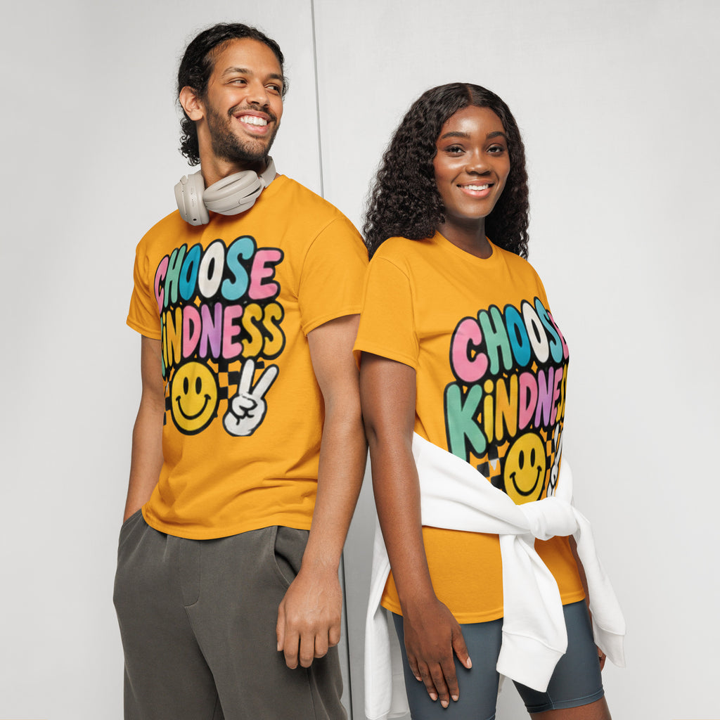 Choose Kindness positive message graphic t-shirt in gold