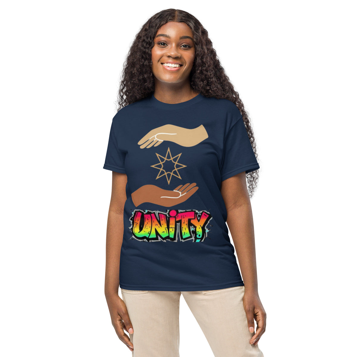 Unity positive message graphic t-shirt in navy