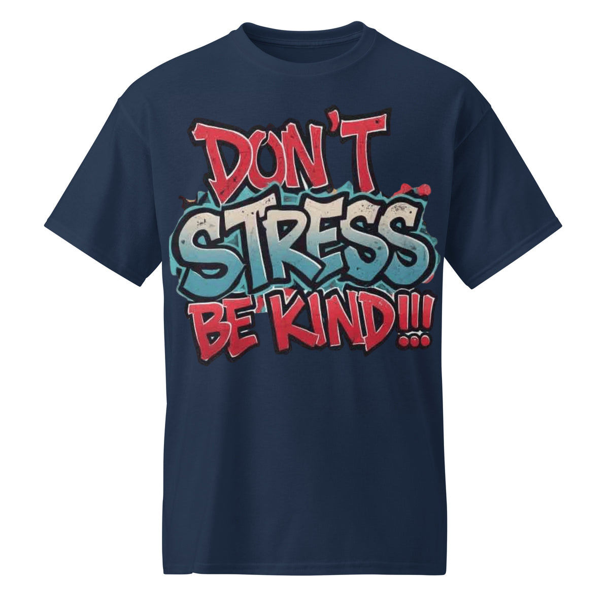Don't Stress Graphic Tee in navy — front view