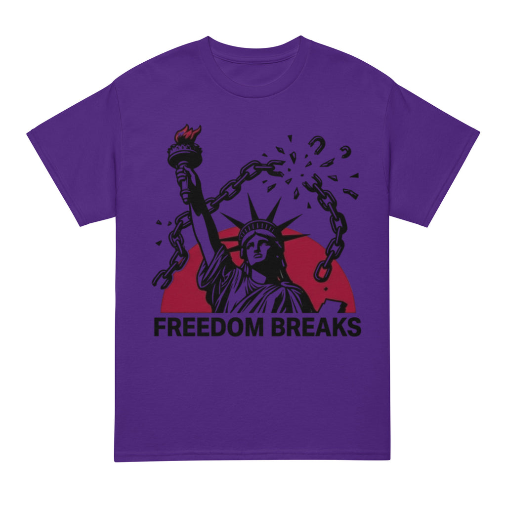Freedom Breaks patriotic graphic t-shirt in purple
