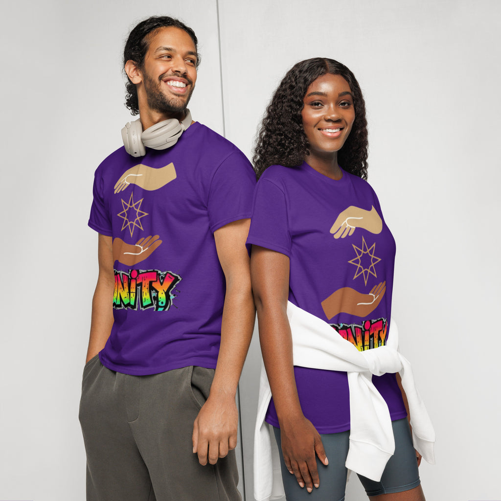 Unity positive message graphic t-shirt in purple