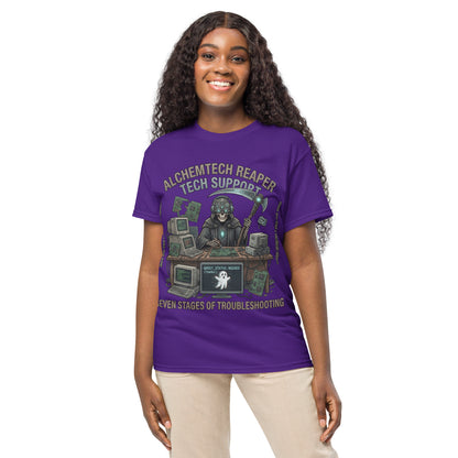 Reaper Tech Support Graphic Tee in purple — front view