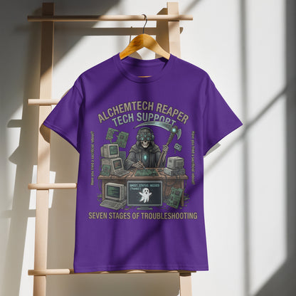 Reaper Tech Support Graphic Tee in purple — front view