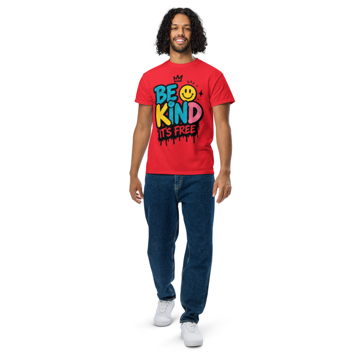Be Kind It's Free positive message graphic t-shirt in red