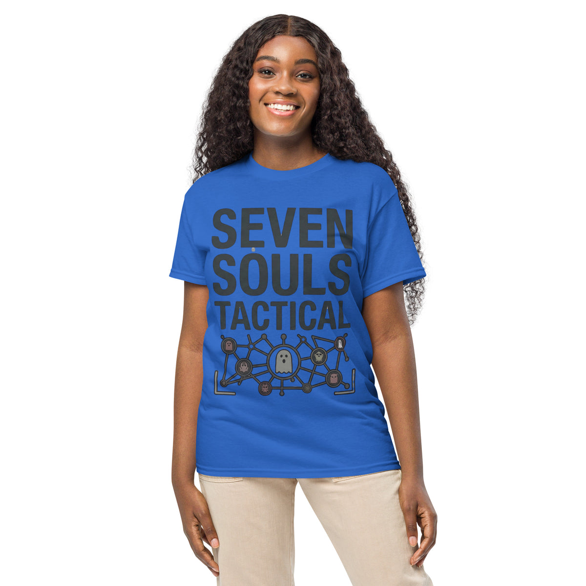 Seven Souls Tactical Graphic Tee in royal — front view