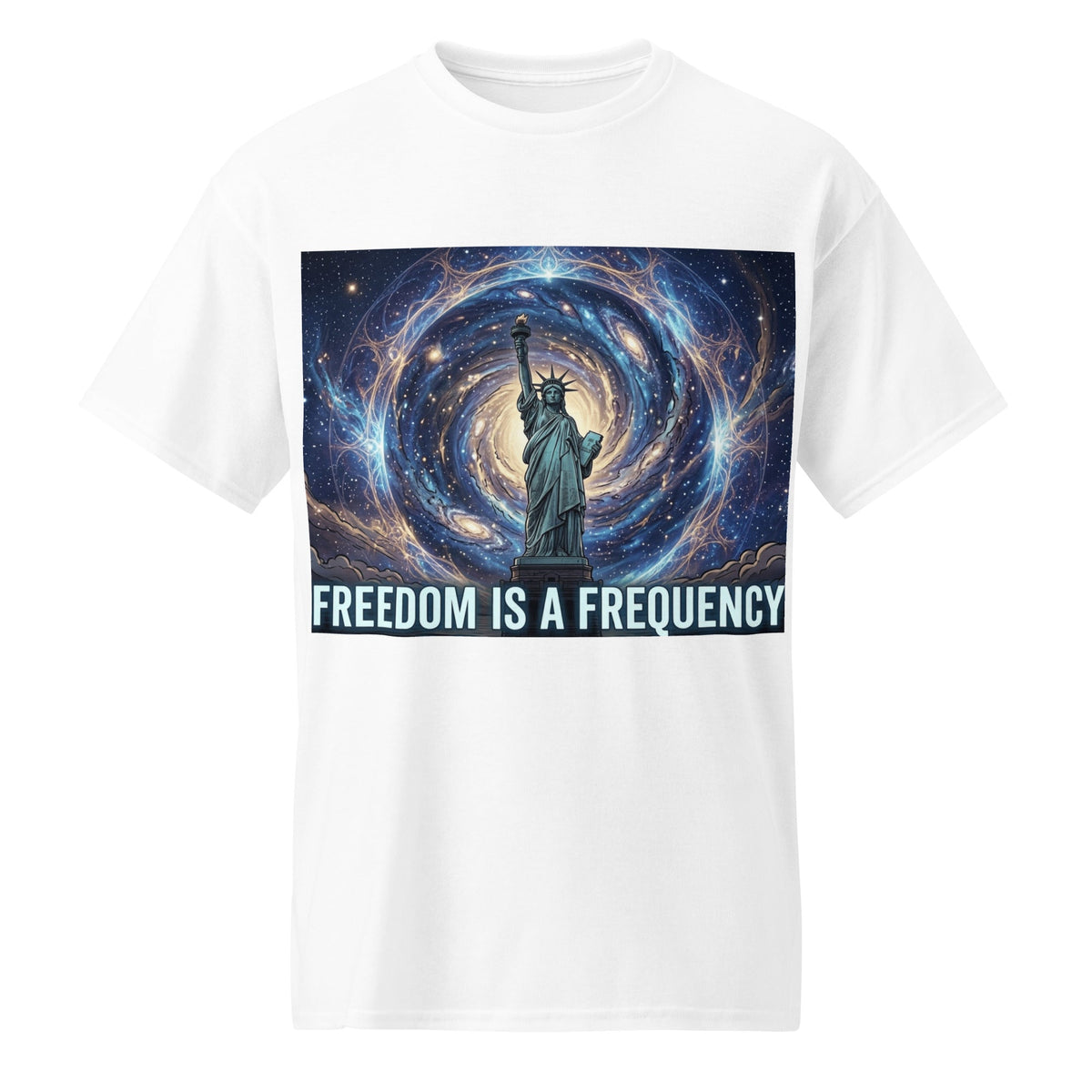 Freedom is a Frequency T-Shirt graphic tee in white — front view