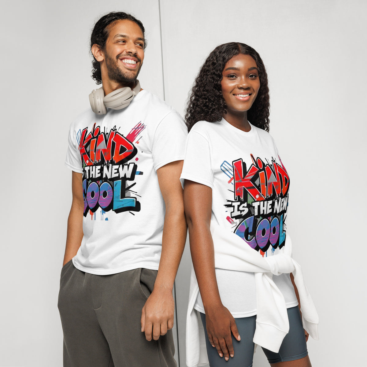 Kind is The New Cool Graphic Tee in white — front view