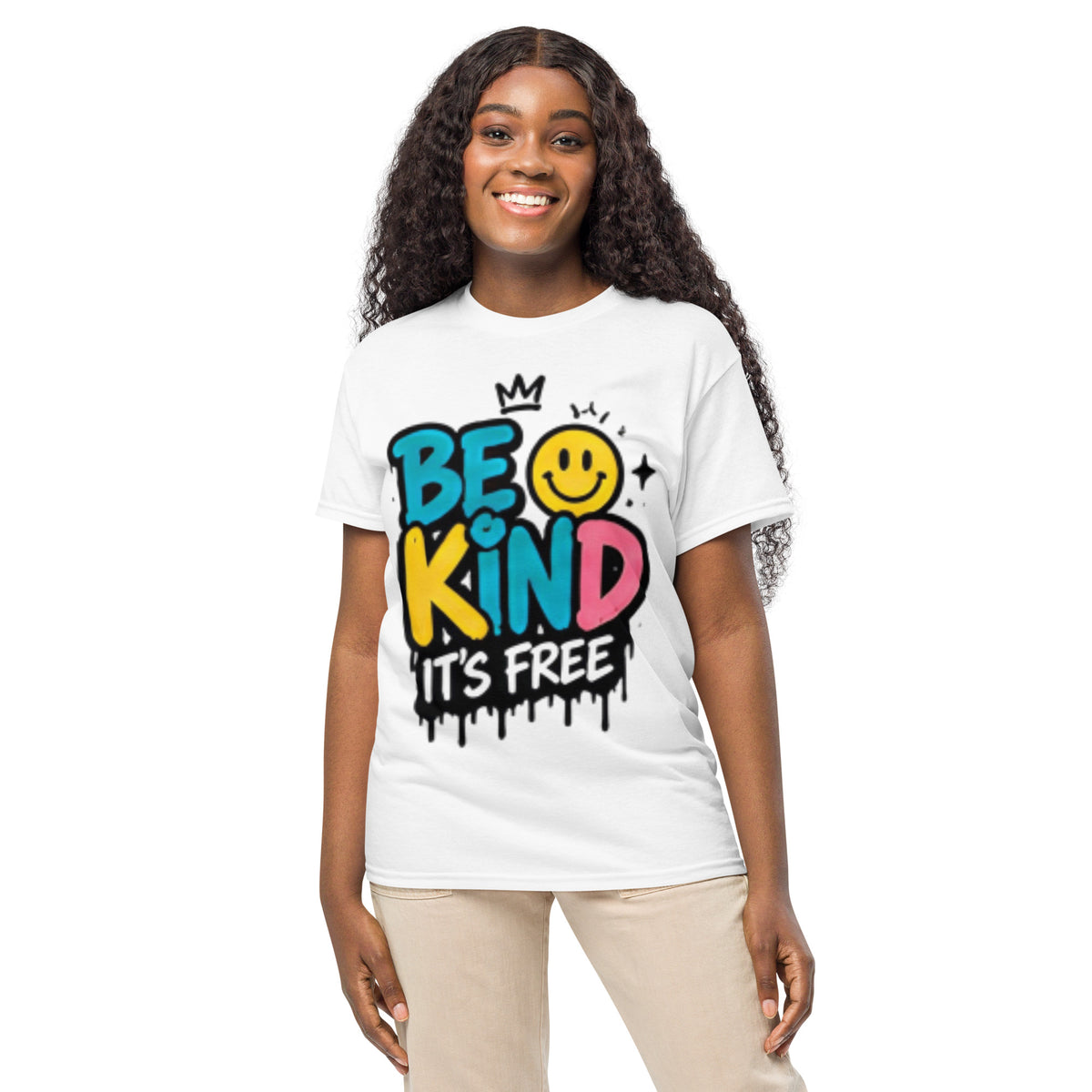 Be Kind It's Free positive message graphic t-shirt in white