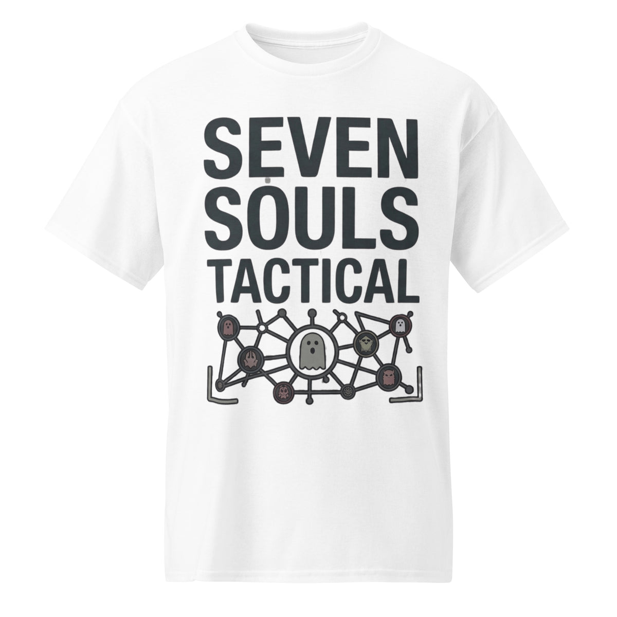 Seven Souls Tactical Graphic Tee in white — front view