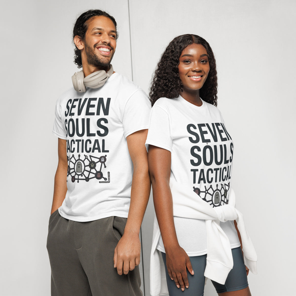Seven Souls Tactical Graphic Tee in white — front view