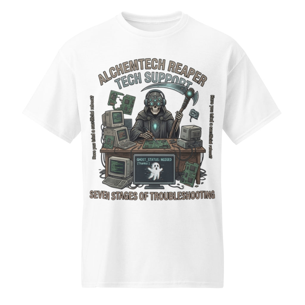 Reaper Tech Support Graphic Tee in white — front view