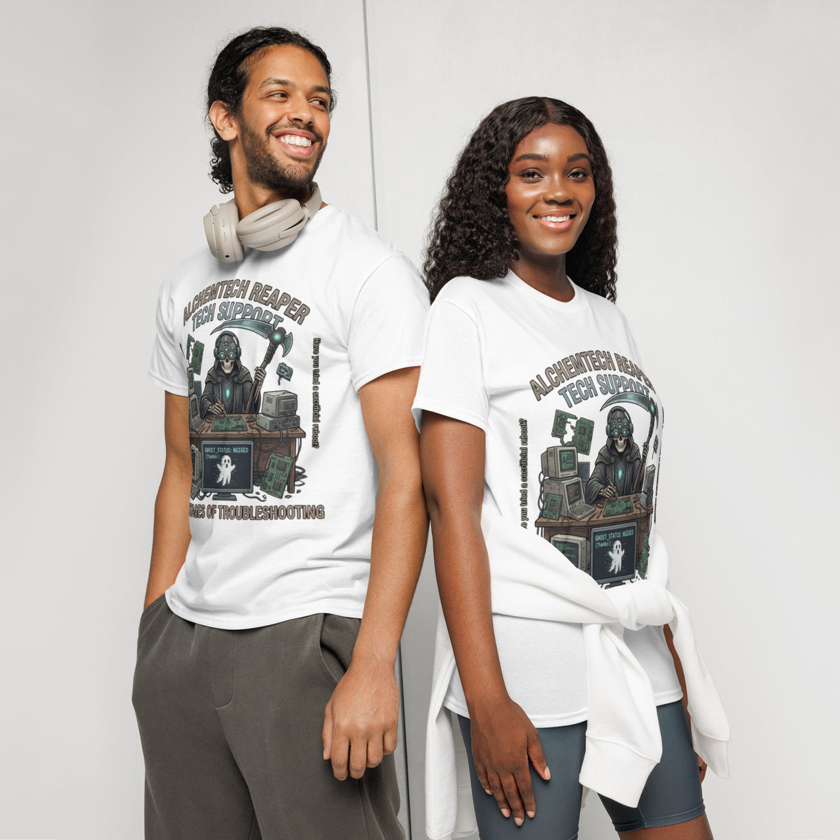 Reaper Tech Support Graphic Tee in white — front view