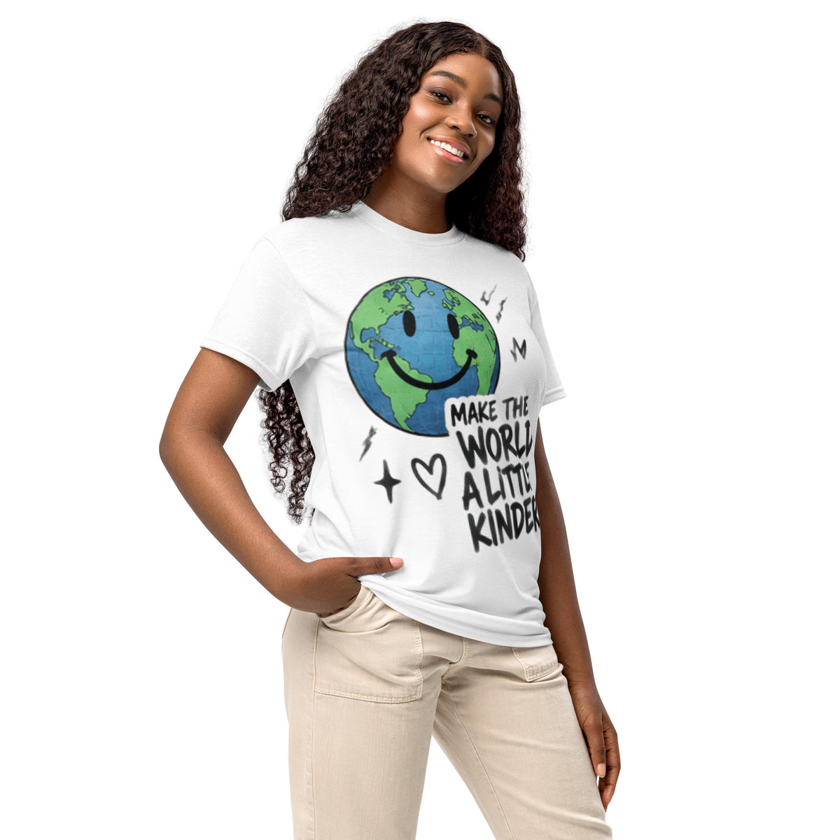 Make The World Graphic Tee in white — right-front view