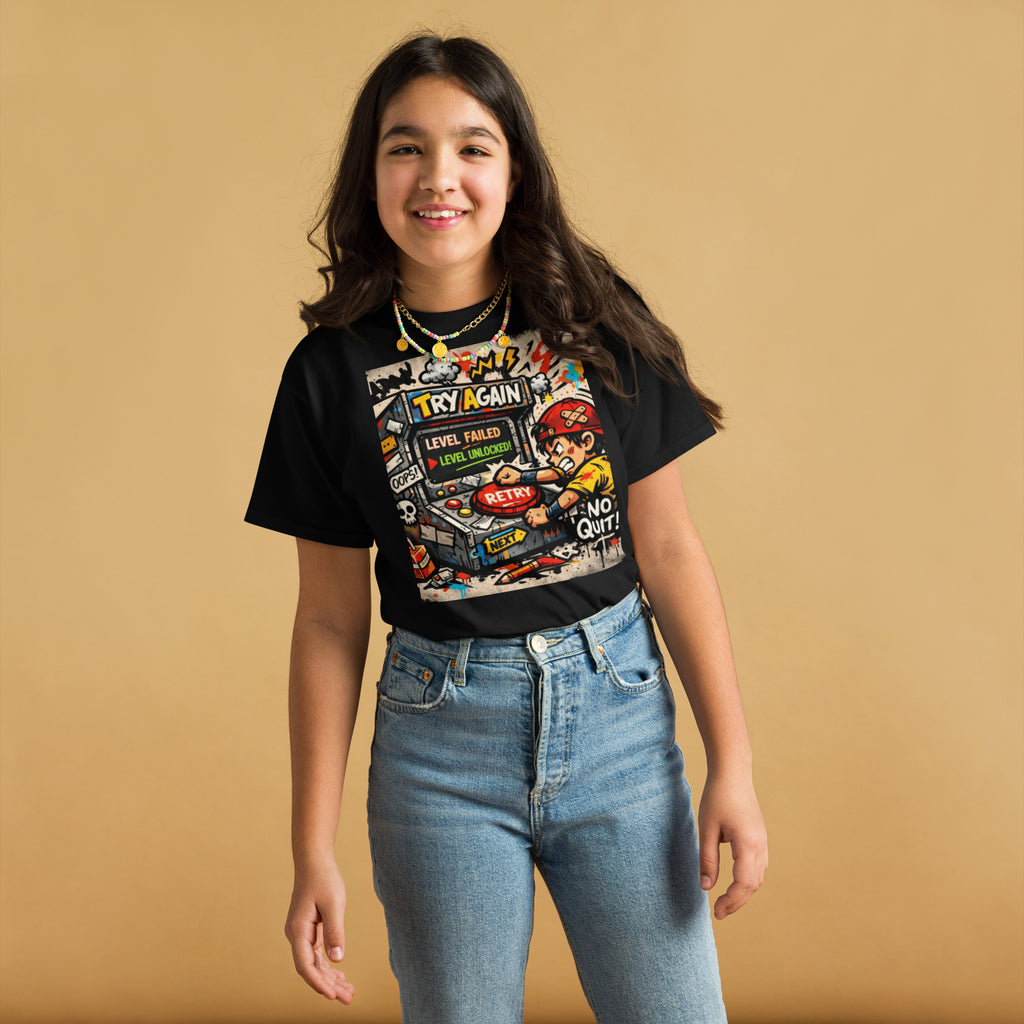 Try Again Kids graphic t-shirt in black