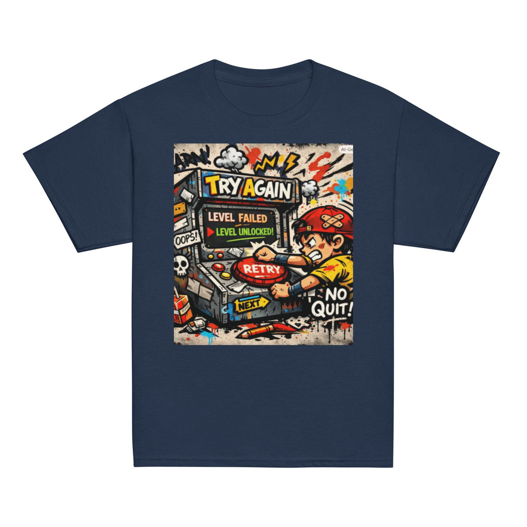 Try Again Kids Graphic Tee in navy — front view