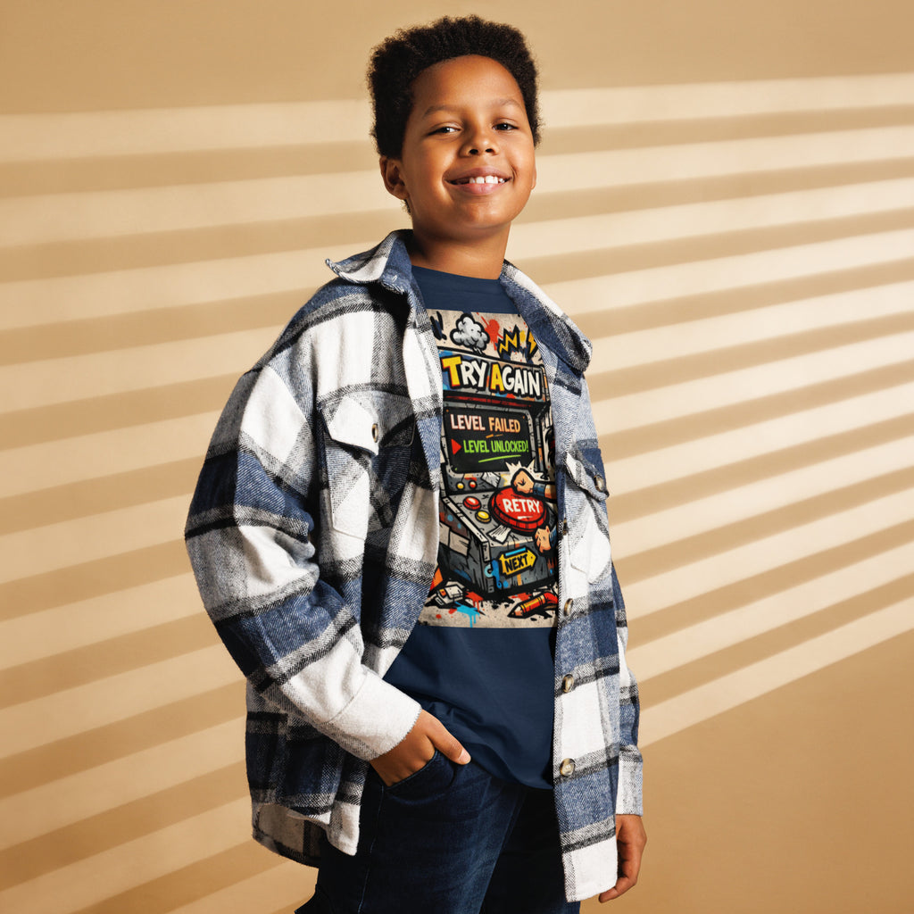 Try Again Kids graphic t-shirt in navy
