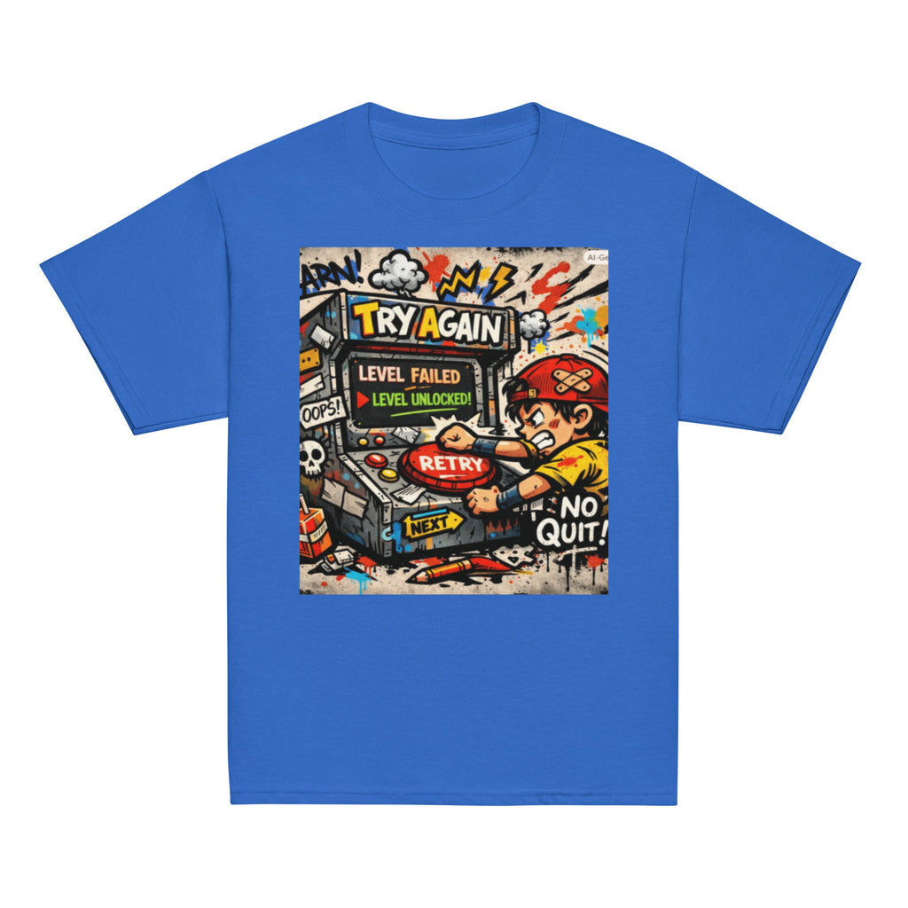 Try Again Kids Graphic Tee in royal — front view