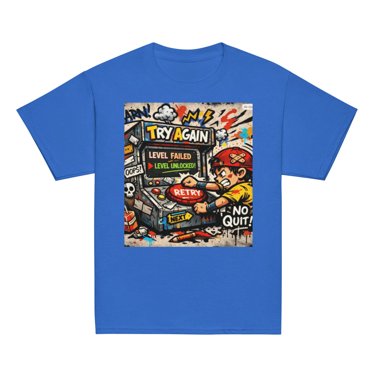 Try Again Kids Graphic Tee in royal — front view